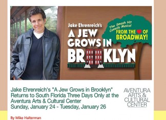 “A Jew Grows in Brooklyn”; Three Days Only at the Aventura Arts & Cultural Center