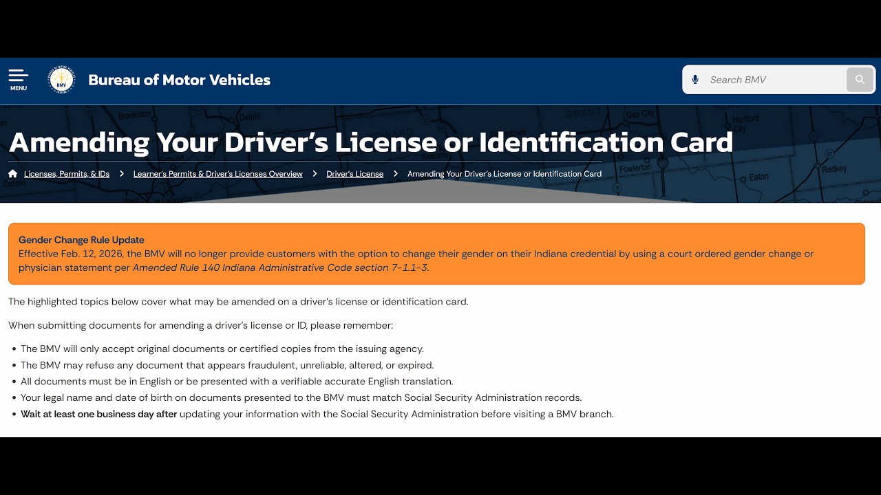 Indiana Blocks Gender Marker Updates on IDs