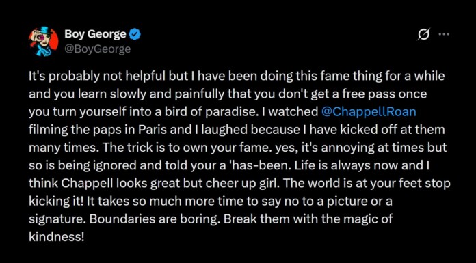 Boy George Tells Chappell Roan To “Cheer Up” After A Paparazzi Clash