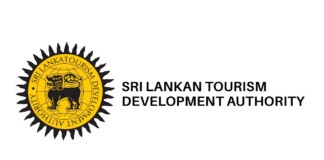 Sri Lankan Tourism Development Authority logo: yellow circular seal with a black lion, sunburst rays, and surrounding text.