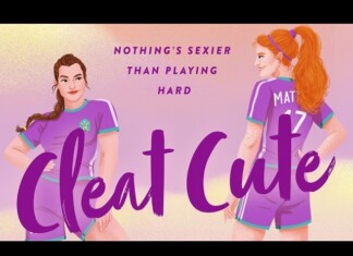 Two female athletes in purple uniforms stand on a gradient background; large purple script reads 'Eat Cute' with the slogan 'Nothing's sexier than playing hard' above.