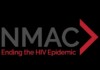 NMAC logo on black background with the slogan 'Ending the HIV Epidemic' in red and a red chevron to the right.
