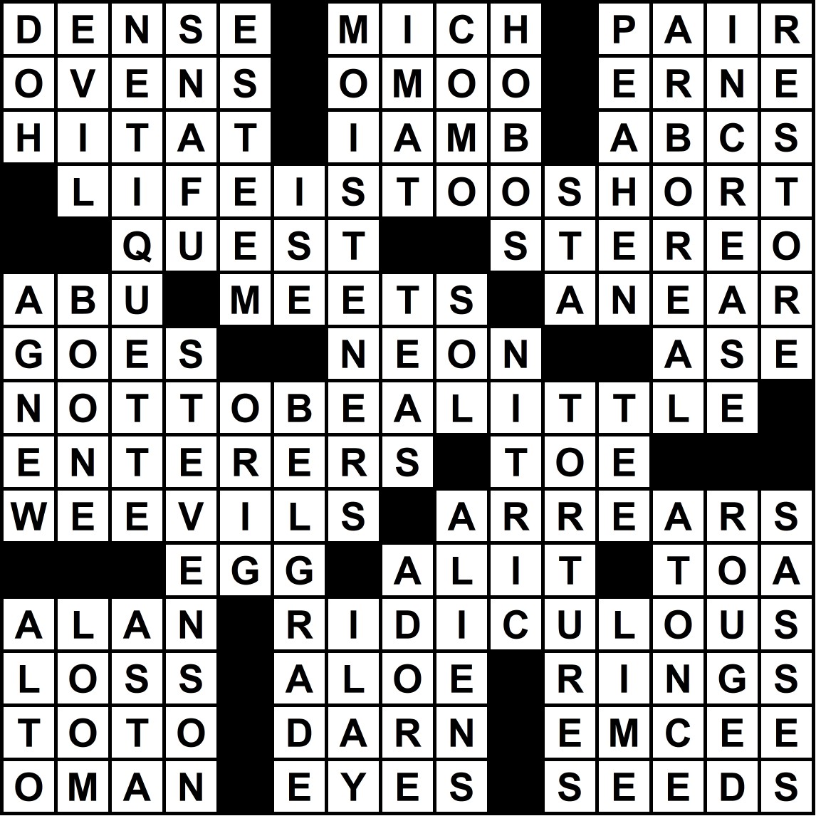 Weekly Crossword Puzzle | Hotspots Magazine Hotspots Magazine A black-and-white crossword-style grid with white lettered squares and black blocks separating words.