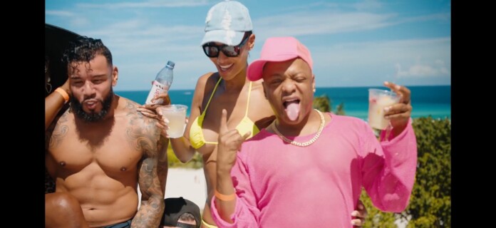 Still10 Three friends at the beach pose and sip drinks, with the ocean in the background and bright sunny weather时 (informative)