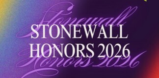 Annual Stonewall Honors 2026 poster with a purple gradient background and decorative script text.