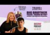 Promotional banner for Trans+ History Week featuring Nadia Almada and Lars Fellows, advertising a Queer AF podcast live recording.