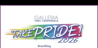Take Pride! 2016 charity event by Galleria Fort Lauderdale benefiting History Fort Lauderdale, with rainbow logo.