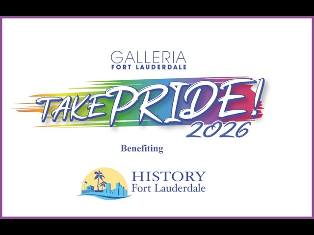 Take Pride! 2016 charity event by Galleria Fort Lauderdale benefiting History Fort Lauderdale, with rainbow logo.