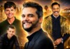 Deep Inside Hollywood: The Hottest LGBTQ+ Film Announcements You Need to Know Group portrait of four men smiling against a golden Hollywood skyline and film reels backdrop, like a movie poster.