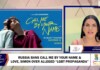 Split-screen news graphic: Call Me By Your Name poster on the left, female anchor on the right; headline about Russia banning Call Me By Your Name and Love, Simon over LGBT propaganda.