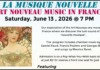 Poster advertising La Musique Nouvelle—Art Nouveau music in France, with a floral Art Nouveau portrait of a woman
