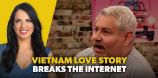 Video thumbnail: smiling woman on the left, man on the right, with the title 'VIETNAM LOVE STORY BREAKS THE INTERNET' across the center.