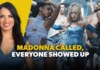 Thumbnail: Madonna on the left with a yellow background and a group of dancers on the right; bold caption 'MADONNA CALLED, EVERYONE SHOWED UP'.