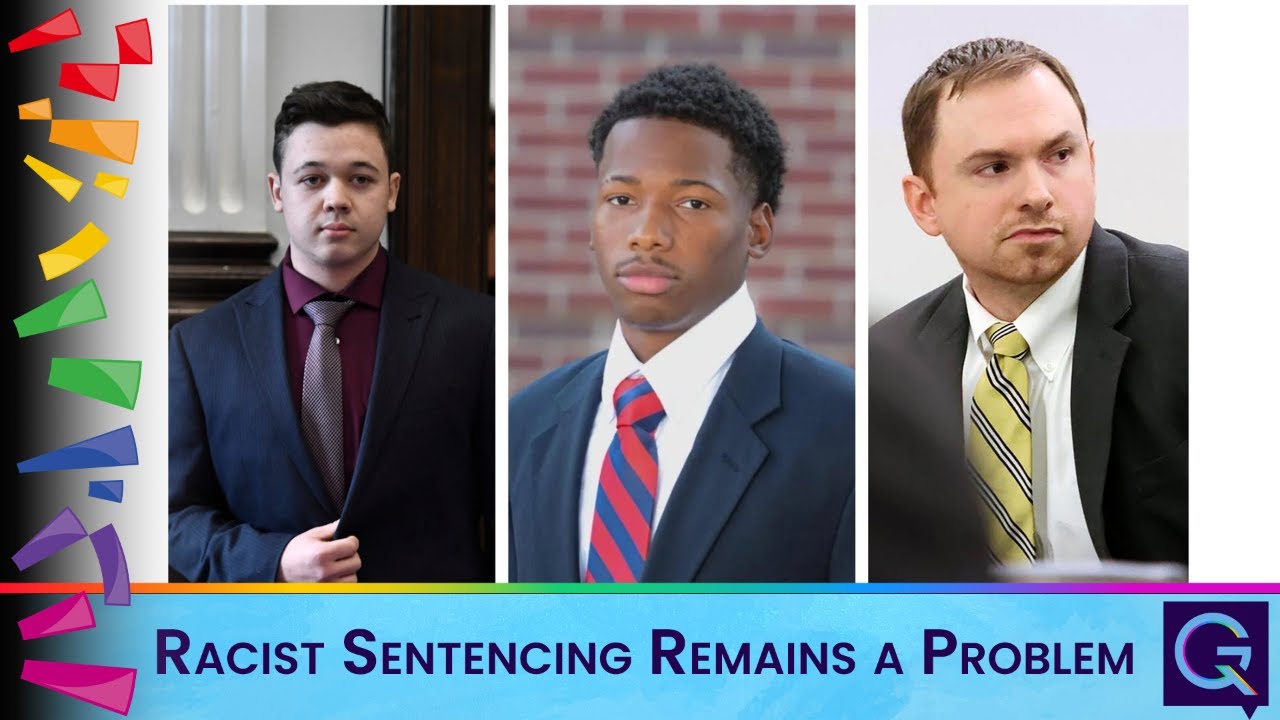 Racist Sentencing Remains a Problem Thumbnail with three men in suits side-by-side and a blue banner reading 'Racist Sentencing Remains a Problem' across the bottom.