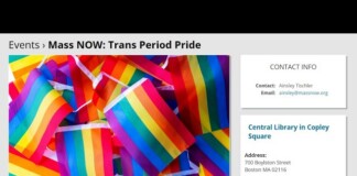 Banner image for Mass NOW: Trans Period Pride showing overlapping rainbow flags; orange strip reads 'This event is canceled'.