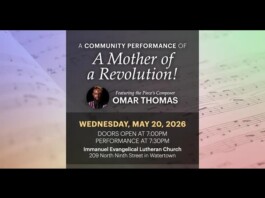 Watertown Church Hosts LGBTQ-Themed Concert After School Board Bans Student Band Performance Poster for 'A Mother of a Revolution!' featuring Omar Thomas—May 20, 2026, Immanuel Lutheran Church, Watertown, doors 7:00 PM.
