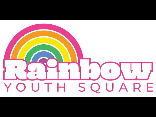 A Space to Belong: Pikes Peak Pride Highlights Youth Dedicated Space Logo: a multicolored rainbow arch above the bold pink word 'Rainbow', with 'YOUTH SQUARE' in pink spaced letters below.