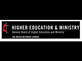United Methodist Church logo: General Board of Higher Education and Ministry banner with cross and red flame and the text 'Higher Education & Ministry'.