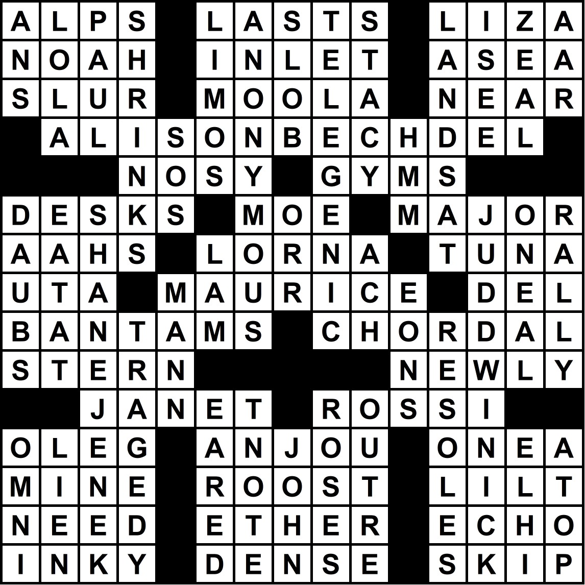 Weekly Crossword Puzzle | Hotspots Magazine Hotspots Magazine Completed crossword puzzle grid with white lettered squares and black blocks.