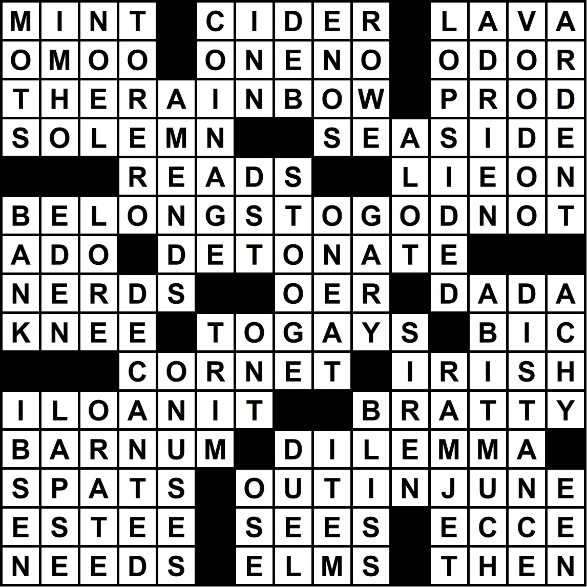 Weekly Crossword Puzzle | Hotspots Magazine Hotspots Magazine Completed crossword-style grid with black blocks and white letter squares forming many words.