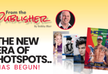 Promotional graphic for a publication: headline 'The New Era of Hotspots... Has Begun!' with 'From the Publisher' and an author photo on a yellow gradient background amidst magazine covers.