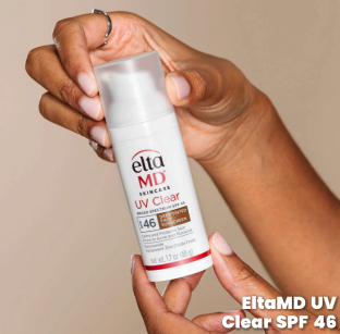 What are the ten best products for mens skincare? | Hotspots Magazine Hotspots Magazine Close-up of hands holding a white EltaMD UV Clear SPF 46 sunscreen bottle.