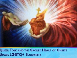 Religious artwork of Jesus presenting the Sacred Heart, crowned with thorns, rays of light emanating from behind him.