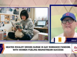 Heated Rivalry Drives Surge In Gay Romance Fandom, With Women Fueling Mainstream Success Young person in a gray hoodie reads a manga on a comfy chair, surrounded by shelves of books and a plush toy in a cozy room.