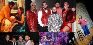 Out With Scott By Scott Holland Collage of party and stage moments: people in festive outfits posing together, performing on a stage, and enjoying a lively event with an audience.